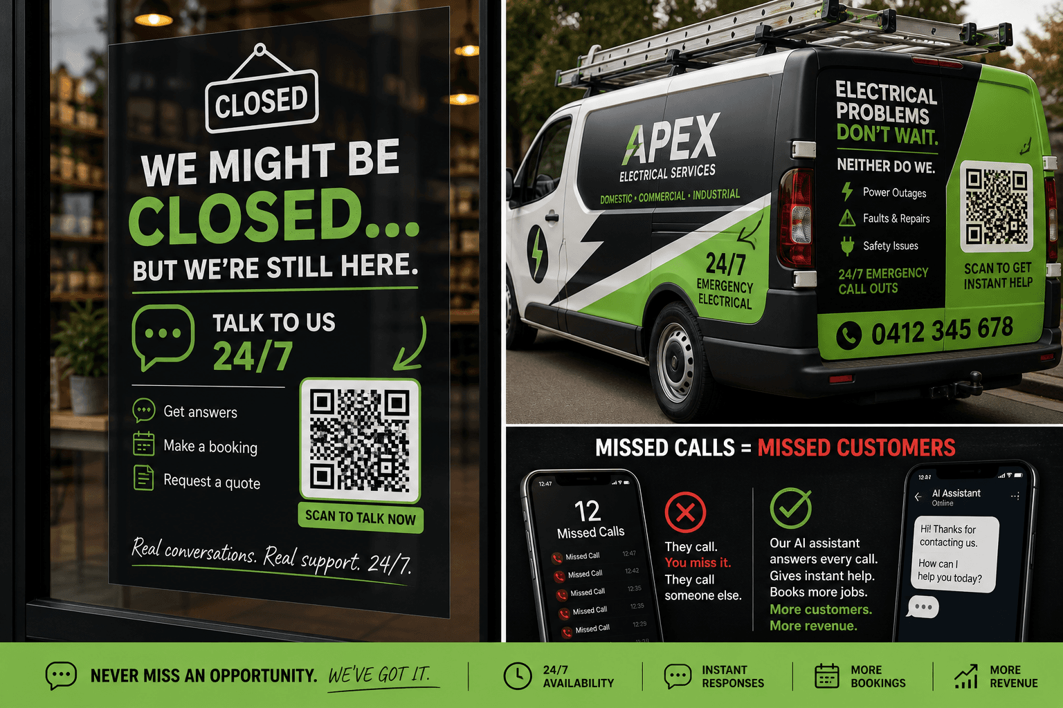 We might be closed but we're still here — 24/7 AI answering